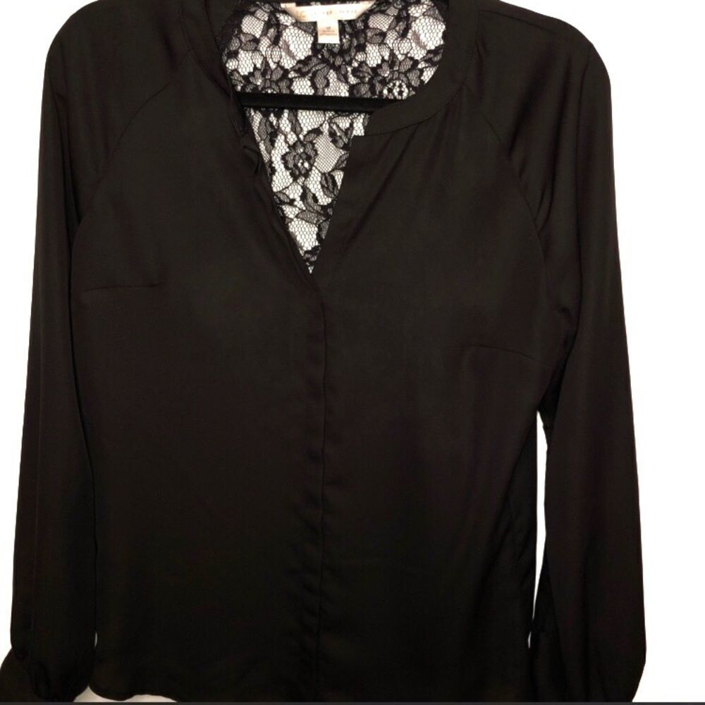 LC Lauren Conrad Black Lace Back Blouse. Size M.